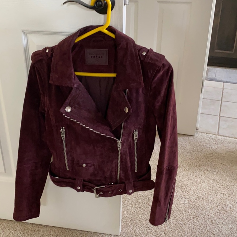 Blank NYC Size S Suede Leather jacket burgundy